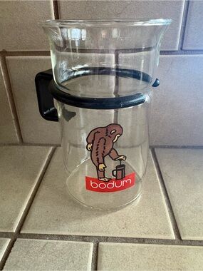Vintage Bodum Bistro Monkey Glass Mug with Black Handle - Excellent Condition